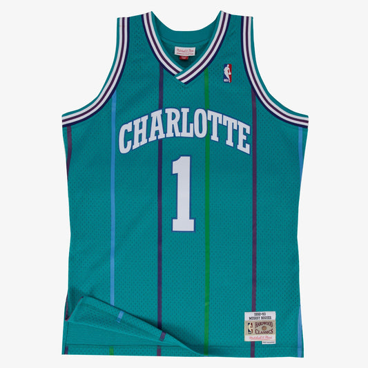 Muggsy Bogues Charlotte Hornets 1992 Swingman Road Jersey
