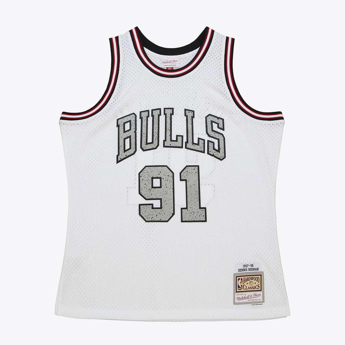 Dennis Rodman Chicago Bulls 1997 Cracked Cement Swingman Jersey - White