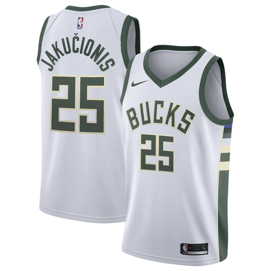 Kasparas Jakučionis Milwaukee Bucks Association Edition Swingman Jersey - White - Youth