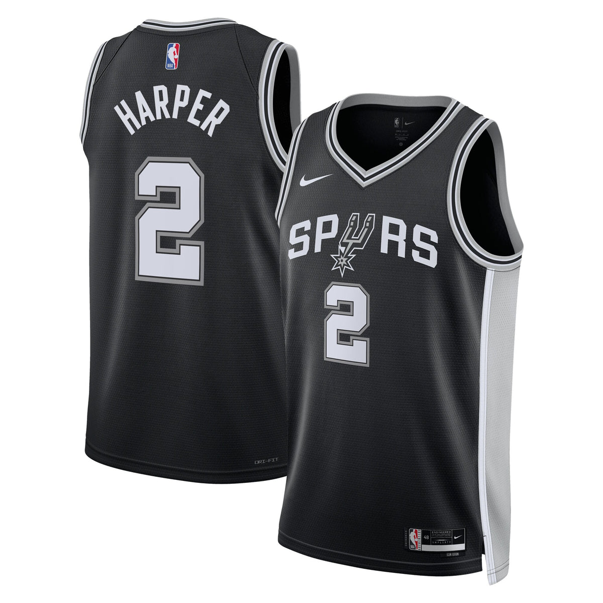 Dylan Harper San Antonio Spurs 2025 Icon Edition Swingman Jersey - Black - Unisex