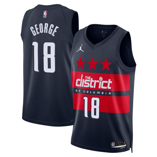 Kyshawn George Washington Wizards Statement Edition Swingman Jersey - Navy - Mens