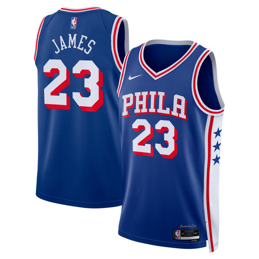 LeBron James Philadelphia 76ers Icon Edition Swingman Jersey - Royal - Youth