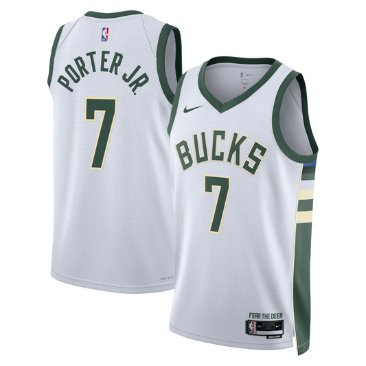Kevin Porter Jr. Milwaukee Bucks Association Edition Swingman Jersey - White - Unisex