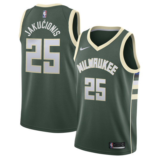 Kasparas Jakučionis Milwaukee Bucks Icon Edition Swingman Jersey - White - Youth
